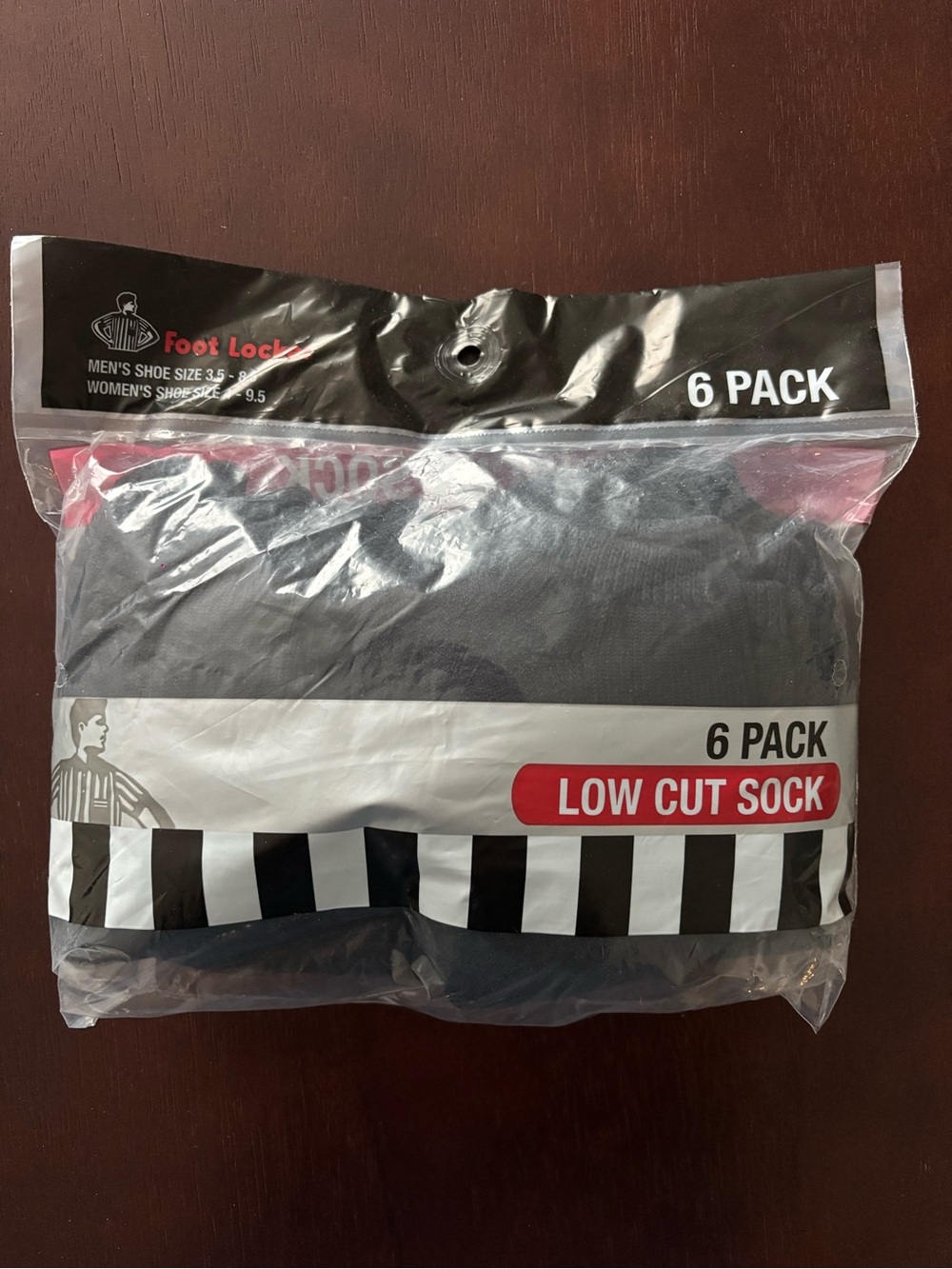 FOOT LOCKER LOW CUT SOCKS BLACK 6 PAIRS BRAND NEW SHOE SIZE 3.5-8 SOCK SIZE 9-11